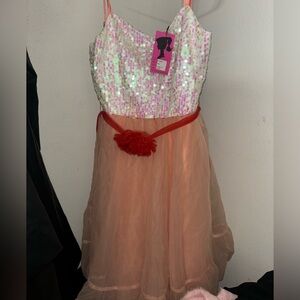 Barbie Unique Vintage Sparkling Pink and Peaches and cream dress xs damaged read